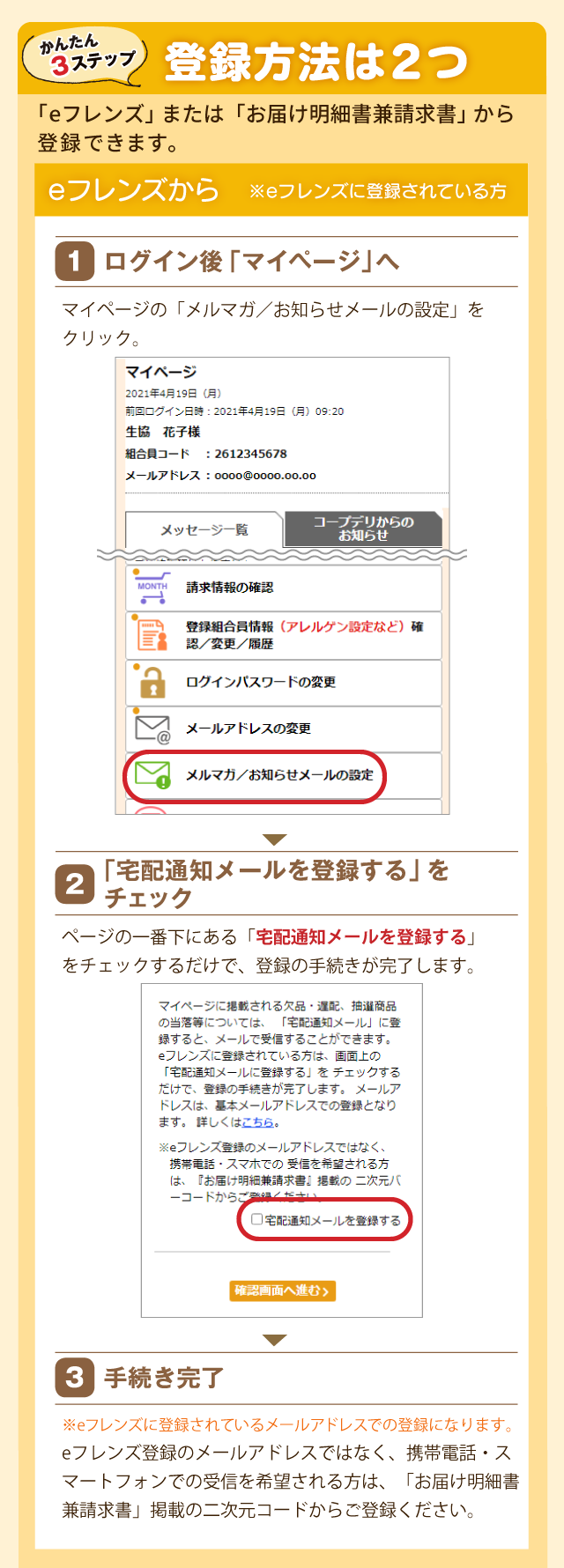 eフレンズからの登録方法